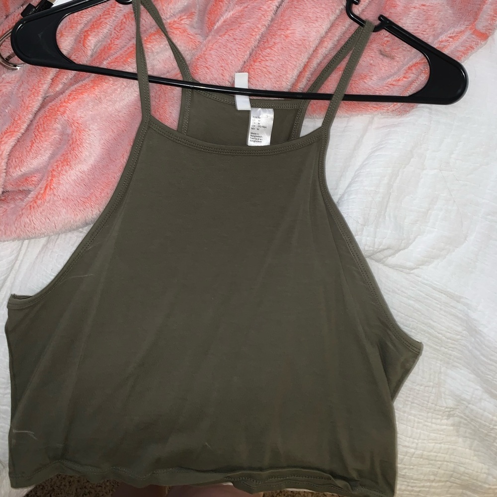 Army Green Cropped Tank